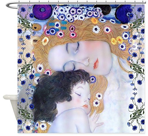 CHATAE Klimt Rideau de douche décoratif en tissu Motif mère et enfant