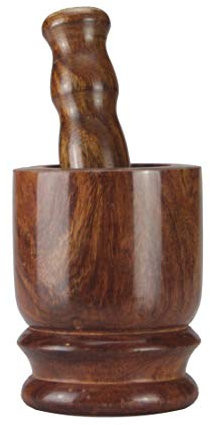 Wooden Pestle And Mortar Set Natural Wood Spice Herbs Crusher Garlic Grinder Grinding Paste Manual Ideal For Fresh Herbs Spice Pesto Dressing Guacamole Coffee Beans (Medium:12.5x10cm)