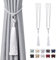 Pretty Jolly 2 Pack Long Tassel Curtain Tiebacks Handmade Braided Rope Knot Drape Tie Backs European Style Decorative Curtain Holdbacks for Home & Office Window Drapery (Silver Grey)