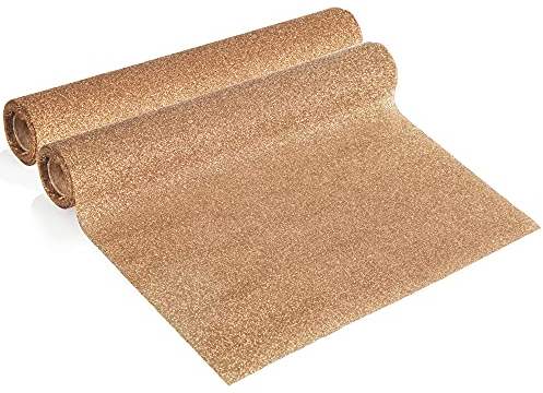 com-four® 2X Tischläufer Weihnachten - Dekoratives Tischband mit Glitzer - Tischdeko aus Polyamide - Dekostoff 28 x 250 cm (2 Stück - champagnerfarben)