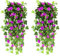 NIBESSER Fiori Finti Pendenti da Esterno Gloria Mattutina Fiori Artificiali Cadenti da Interno Pianta Finta per Decorazioni 2 Pezzi per Matrimonio Giardino Parete Balcone, Viola Rosso