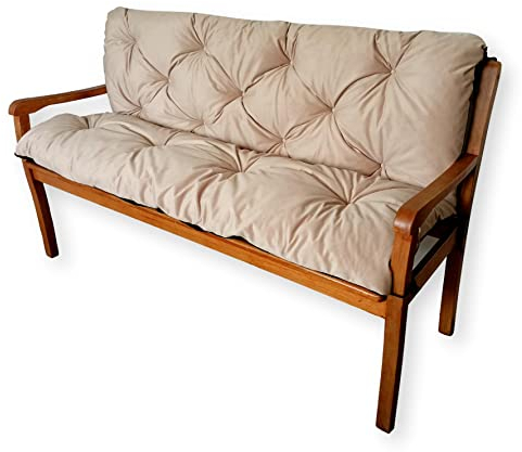 4L Textil Gartenbankauflage Hollywoodschaukel Auflage Bankauflage Outdoor Sitzkissen Bank Gartenbank Auflage Bankkissen Sitzauflage Bank Palettenkissen (100x50x50 cm, Beige)