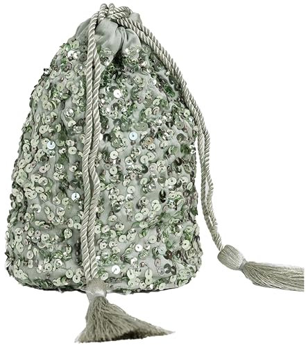 Maya Deluxe Women's Womens Handbag Ladies Sequin Bag Bridesmaids Sparkling Drawstring Coin Purse Pouch for Evening Prom Party Clutch, Green Lily