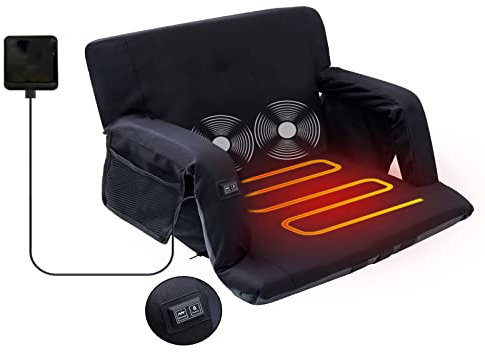 WGOS Stadium Seat, Heated Stadium Seat with Massage Function Reclining Bleacher Seat Equipped with a 12V 16000mAh Battery Included (1, Extra-Wide Seat 1-Pack)