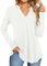 Beluring Long Sleeve Tops Women Casual V Neck Shirt Plain Basic T Shirts, White Size 16 18