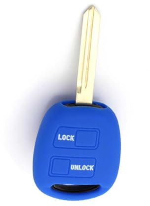 Cover Chiave Auto Custodia in Silicone Telecomando Compatibile con Toyota 2 Tasti Corolla Yaris Aygo Vios Prius Rav 4 Celica Protezione Caduta Urti Graffi (Blu)