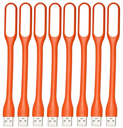 EBYPHAN 8 mini luci USB per tastiera, luce USB flessibile per laptop, lampada USB regolabile per computer portatile (struttura a collo di cigno, sorgente di illuminazione a LED) (arancione)