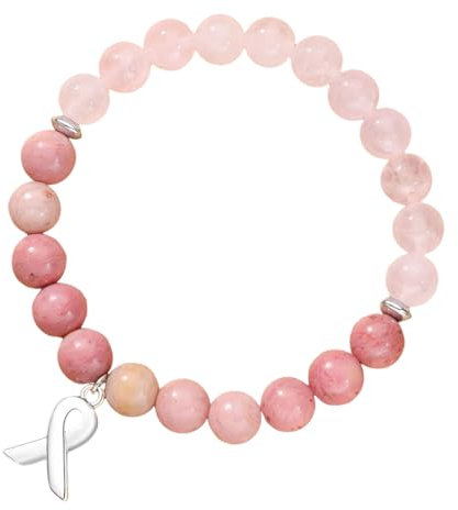 ARHZ Bracelet Pierre Naturelle Femme en Élastique - Perlé Quartz Rose pour Homme et Femme