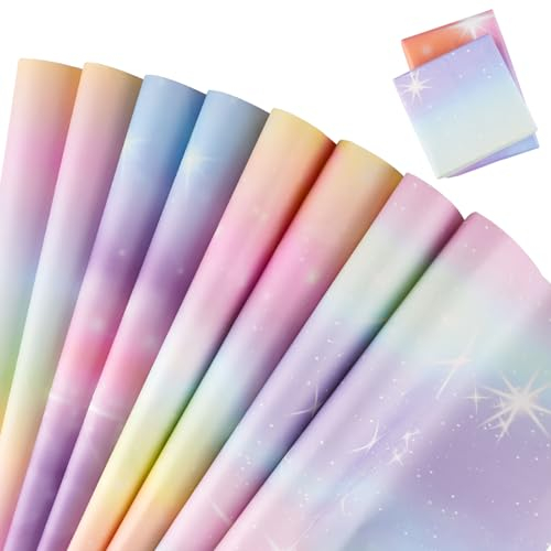 8 Stücke Geschenkpapier Mädchen, Geschenkpapier Geburtstags-Sternhimmel, Geburtstagspapier,Pastell Buntes Wrapping Paper für Geschenke Hochzeit Muttertag Geburtstag (50 X 70 cm)