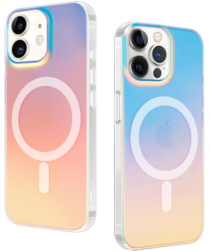 DEVASO Magnetisch Hülle für iPhone 12 Pro, Matt Durchscheinend, Irisierend | Kompatibel mit MagSafe, Schillernd Fluoreszierend Handyhülle Anti-Fingerabdruck Schöne Lichteffekt Schutzhülle