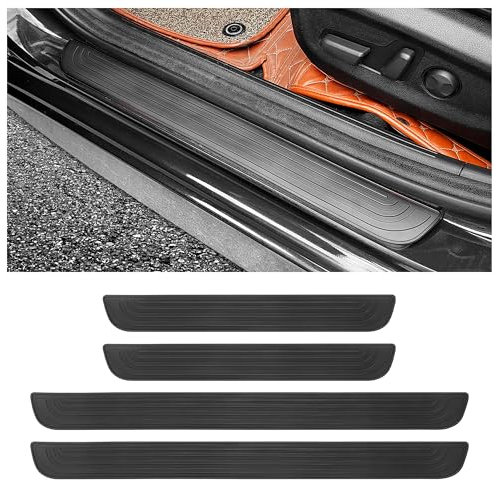 4 Piezas Protector Puertas Coche,Protector Coche de Goma AntiarañAzos Para PeldañOs de Puerta,Protector Impermeable Universal Paragolpes Coche,Coche Accesorios (Negro, Ancho 5CM)