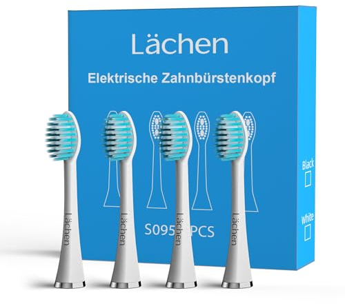 Lächen Ersatzbürstenkopf,Sehr weiche Bürstenborsten, geeignet für Menschen mit empfindlichen Mundhöhlen, S095 weiß, 4 Stück