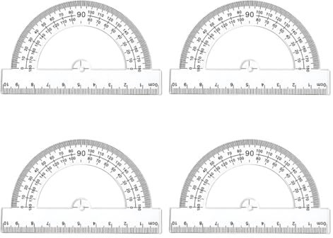 4 pezzi Goniometro Plastica, Goniometro 180 Gradi Protractor Plastic Protractor Protractor 180 Goniometro Geometrico