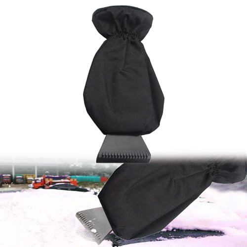 Rakiuty Eiskratzer Auto mit Handschuh,Eiskratzer mit Handschuh,Professioneller Autoscheiben Eiskratzer,Schneekratzer Auto Handschuh,Eiskratzer mit Handschuh Gefüttert (Schwarz)