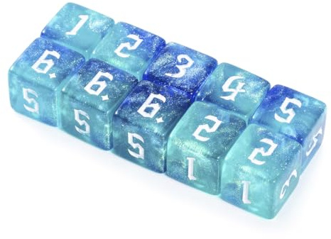 Yourandoll 10 STÜCKE Polyedrische Würfel Doppel-Farben D6 Würfel Dice 16mm Spielwürfel for DND RPG Tischspiele (Blau Grün)