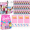 Barbie Set di 24 bomboniere con mini libro di attività da colorare e 50 lecca-lecca confezionati singolarmente, articoli per feste di compleanno Barbie per bambini e ragazze