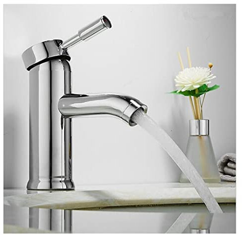 EKOUQIN Luxus Badezimmerhahn Wasserhahn schwarz Einzelgriff Heißer Kaltschalter Wasser Mischer Wasserhähne Waschbecken Badezimmer Deck montiert Basin Wasserhahn Küchenspülenarmaturen(Chrome Short)