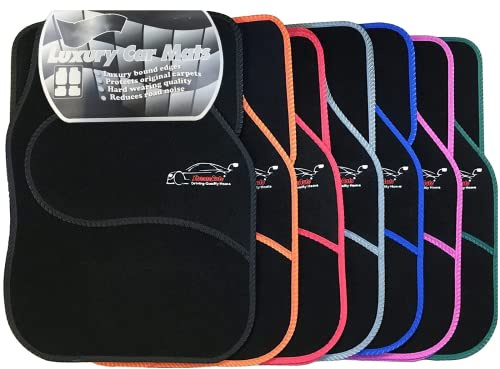 Xtremeauto Car Mats Universal 4PC Set - Sporty Carpet Car Floor Mats, Embroidered Front & Rear Universal Mat, Interior Car Matts For Cars, SUV, Truck & Van, Non Slip Backing (Red)