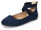 DREAM PAIRS Womens Ballerina Flat Fashion Elastic Ankle Straps Cross Strap Round Toe Comfy Ballet Pumps Dolly Shoes,Size 5,Navy-1,Sole_Stretchy