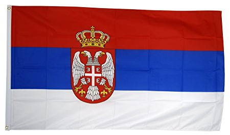 Fahne/Flagge Serbien mit Wappen - 150 x 250 cm + gratis Sticker, XXL-Fahne von Flaggenfritze®