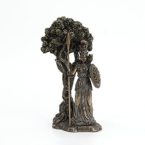 Veronese Design Griechische Göttin Athene unter Olivenbaum, Bronze-Finish