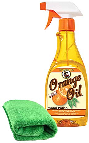 Howard Orange Oil Furniture Polish, Wooden Furniture Polish, Wood Cleaner with Professional Microfibre Lint Free Cloth 16oz / 473ml