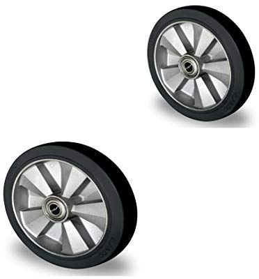 2 Stk. Gummi Rad 200 mm für Hubwagen mit Kugellager Bohrung 20 (200-20-48)