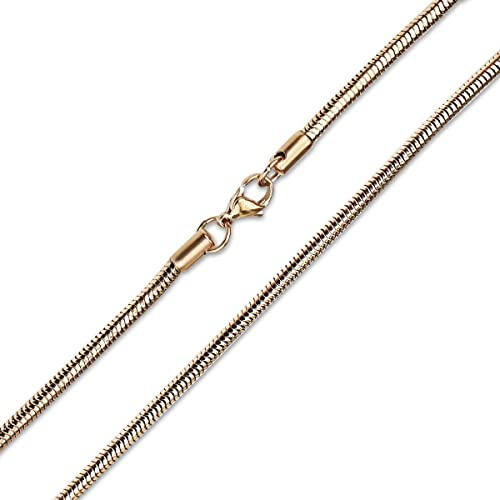 König Design Schlangenkette 2mm Herren Damen Edelstahlkette Halskette Rose Gold 60 cm lang