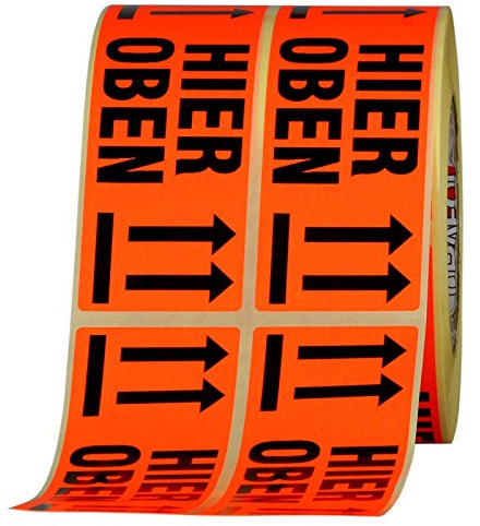 100 Etiketten Hier oben nicht stürzen Haftpapier 150 x 50 mm leuchtend rot