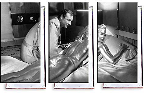 Unified Distribution James Bond Goldfinger - Dreiteiler (120x80 cm) Kunstdruck auf Leinwand • erstklassige Druckqualität • Dekoration • Wandbild