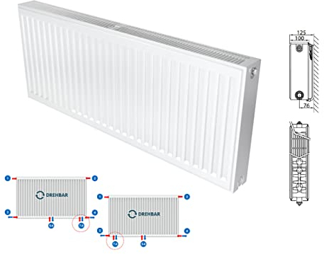 Heizkörper Mittelanschluss Kompakt & Ventilheizkörper Typ 22 600x1600 & Halter & Ventil NEU