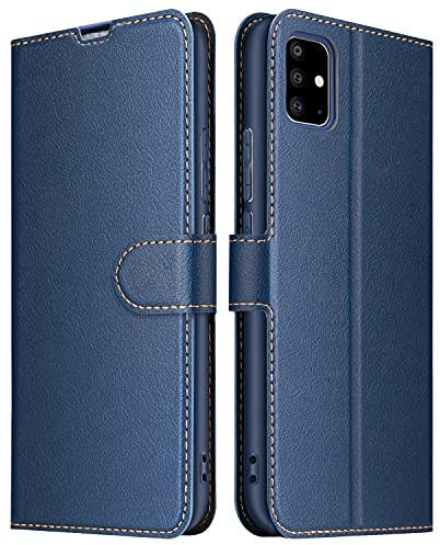 ELESNOW Phone Case for Samsung Galaxy A71, Flip Wallet PU Leather Card Holder with RFID Blocking Magnetic Closure Stand Cover for Samsung Galaxy A71 (Blue)