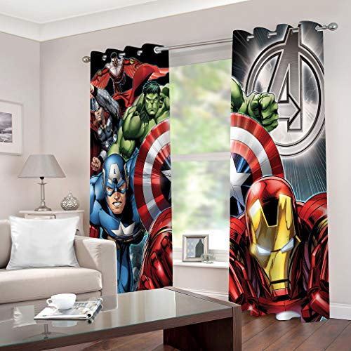 Vorhänge Digital Druck Marvel Heroes Bild Polyester Weiche Vorhänge Top Ösen Behandlungen Blackout Fenstervorhang für Wohnzimmer Schlafzimmer 185X215CM