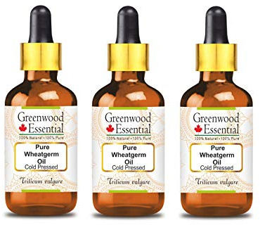 Greenwood Essential Naturreine Weizenkeimöl (Triticum vulgare) mit Glas Tropfer Kaltgepresst 100ml X 3 (10 oz)