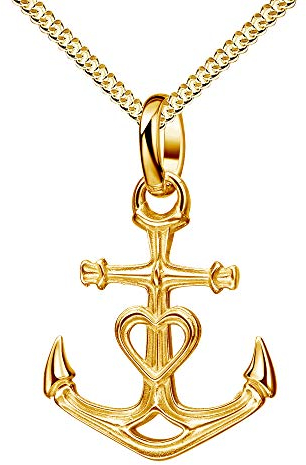 JEVELION Anker Gold Anhänger Maritim 333 Gelbgold 8 Karat / 8K Gold für Damen, Mit Kette 45 cm