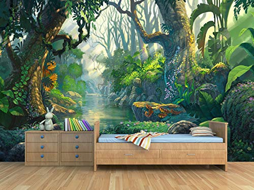 Oedim Kindertapete Dschungel Wand | Wandbild | Tapete | 100 x 70 cm | Dekoration für Esszimmer, Wohnzimmer, Zimmer