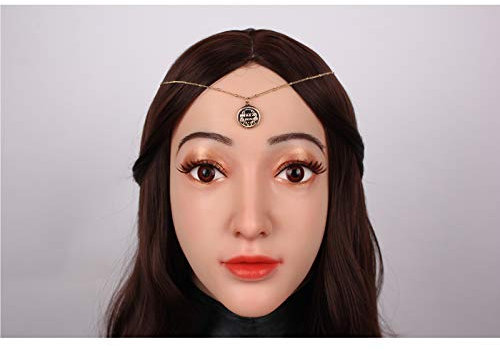 Maschera in Silicone Realistica Morbida Maschera per Il Viso Femminile per Crossdressers Transgender Drag Queen Claire (Asian Yellow,Regular Version)