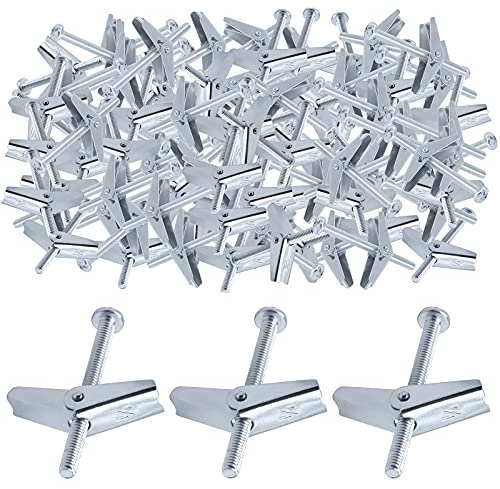 Glarks 60Pcs 1/4 '' Acciaio Zincato Testa Rotonda Toggle Bolt e Dado dell'Ala per Hanging Oggetti Pesanti su cartongesso (1/4 '')
