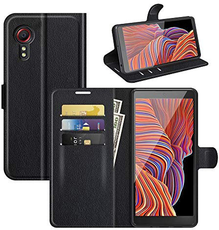 Fertuo Cover per Samsung Galaxy XCover 5, Custodia Portafoglio Cover a Libro in Pelle Flip Case con Silicone Bumper, Fibbia Magnetica, Porta Carte, Kickstand, per Samsung Galaxy XCover 5, Nero