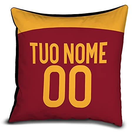 quickgadget Idea Arredo Casa Regalo Cuscino Sport Calcio Personalizzato con Nome e Numero per Tifoso Roma