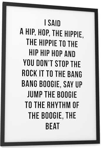 Papierschmiede® Bilder Home Kunstdruck mit Rahmen A3 (30x42 cm) Spruch Poster Zuhause Schrift Bild Wanddeko in schwarz weiß, Sprüche für Wohnzimmer Büro Küche, Rapper's Delight „Hip Hop“
