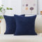 Home Brilliant Navy Cushion Covers for Sofa Bed Textured Corduroy Decorative Cushion Covers for Indoor Outdoor Parties, 65x65 cm, 26 inch, 2 Pcs, Navy Blue