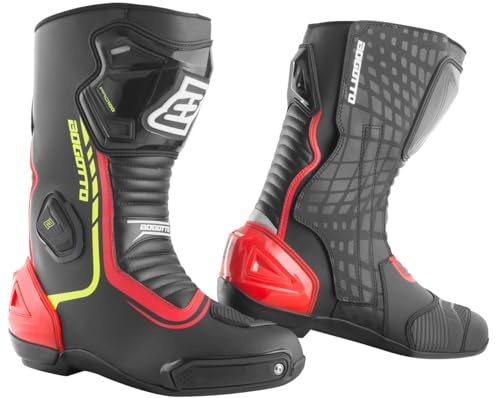 Bogotto Race-X Motorrad Stiefel, schwarz/rot/gelb, 43