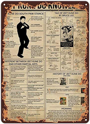 Xiddxu Retro Metall Aluminium Blechschild Jeet Kune Do Knowledge Poster Geschenk für Anfänger, Metall-Poster Plaketten für Zuhause Wohnzimmer Küche Cafe Bar Wanddekoration Blechschild Metallschilder