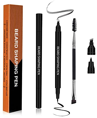 Prreal Beard pen, Natural Beard filling pen With Brush,Long-Lasting Beard Filler, Waterproof & Sweatproof Beard pencil For Fill, Define & Sharpen Hair, Beard & eyebrow Colour#Black