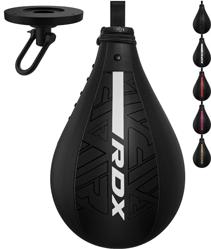RDX Boxbirne Maya Hide Leder Set, Speedball Hängend Mit Halterung, Punchingball Boxing Speed Bag, Geschwindigkeit Ball Boxen Training Trainingsgeräte Gym Fitness