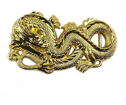 DT Boucle de ceinture unisexe 3D en forme de tête de dragon chinois - Thème mythique authentique - Cadeau d'anniversaire, de Noël, de fête des pères, 3