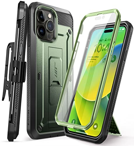 SUPCASE Outdoor Hülle für iPhone 14 Pro Max (6.7) Handyhülle 360 Grad Case Bumper Schutzhülle Cover [Unicorn Beetle Pro] mit Displayschutz, Gürtelclip und Ständer 2022 Ausgabe (Grün)