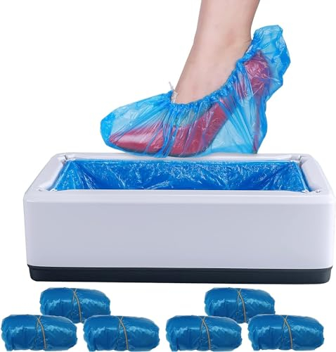 SANGOGO Copriscarpe e Getta Antiscivolo per Copriscarpe, Dispenser Automatico con 100 Copriscarpe in plastica per Interni, casa, Ufficio, supermercato
