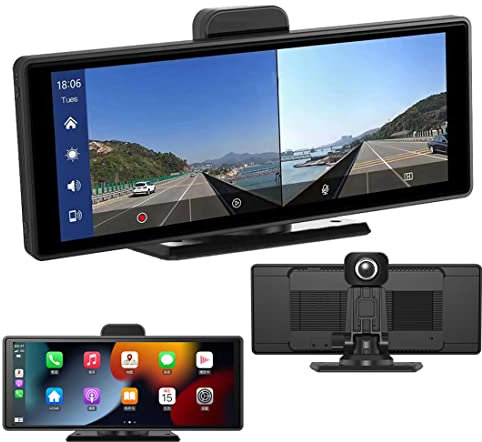 Ricevitore stereo per auto da 10 pollici 2k + 1080P HD Touch Screen Lettore multimediale Bluetooth Wireless Android Carplay WiFi/AM/FM/ Mirror Link per Android/iOS Fotocamera anteriore/posteriore